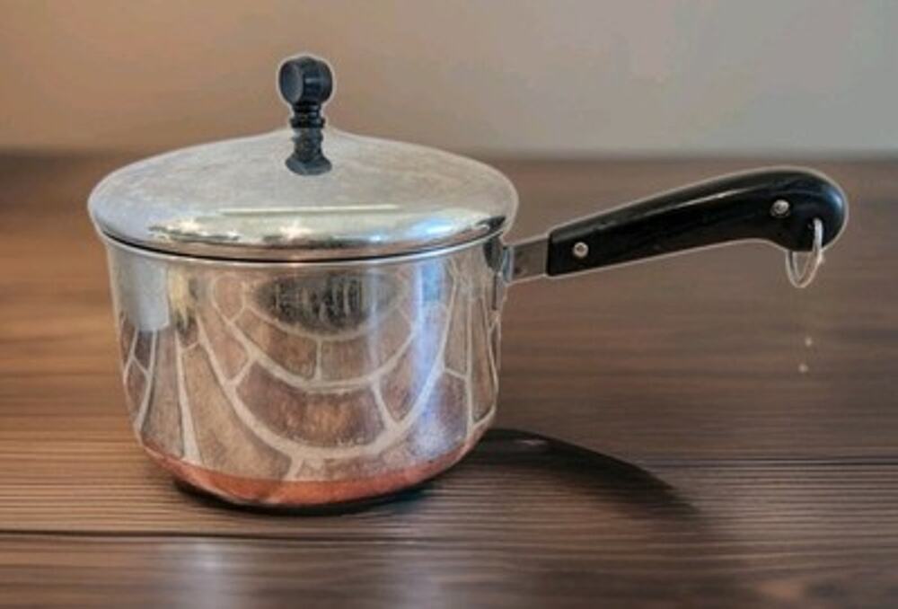 VTG Pre-1968 Revere Ware 3 Qt Saucepan Lid Copper Clad Process Patent Clinton IL